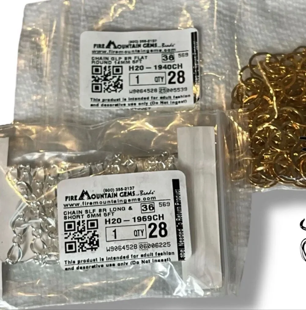 Fire Mountain Gems Gold & Silver Jewelry Making Chain Lot 5 Ft Each